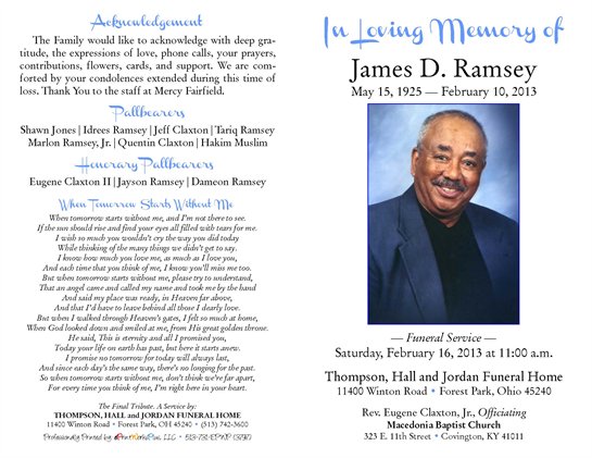Funeral Memorial Service For James Ramsey Children Plane Crash
